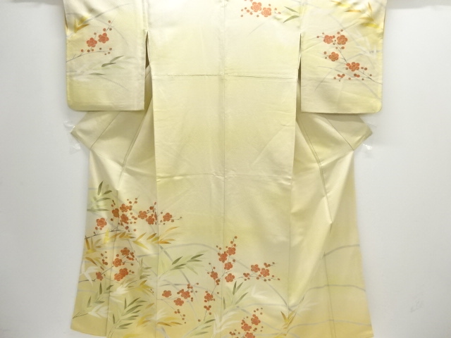 JAPANESE KIMONO / HOMONGI / EMBROIDERY / KIN-TOSHI / BAMBOO GRASS